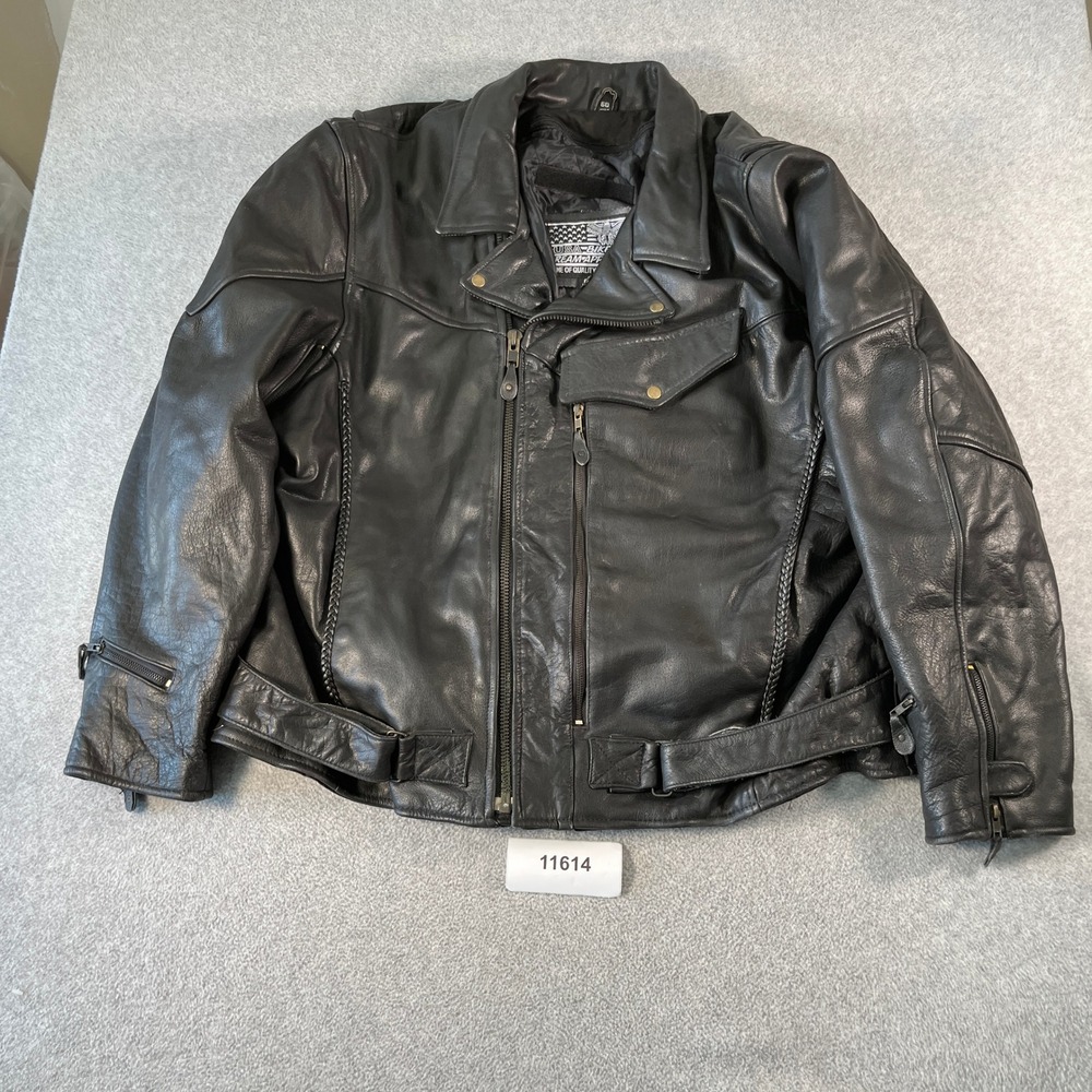 Dream Apparel USA Bikers Motorcycle Jacket Mens 60 Black Quilted Lined Full Zip